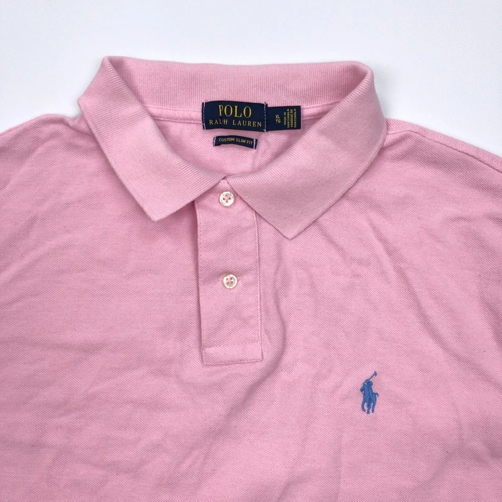 Polo Ralph Lauren Mens XL Custom Slim Fit Pink Pique Short Sleeve Polo Shirt